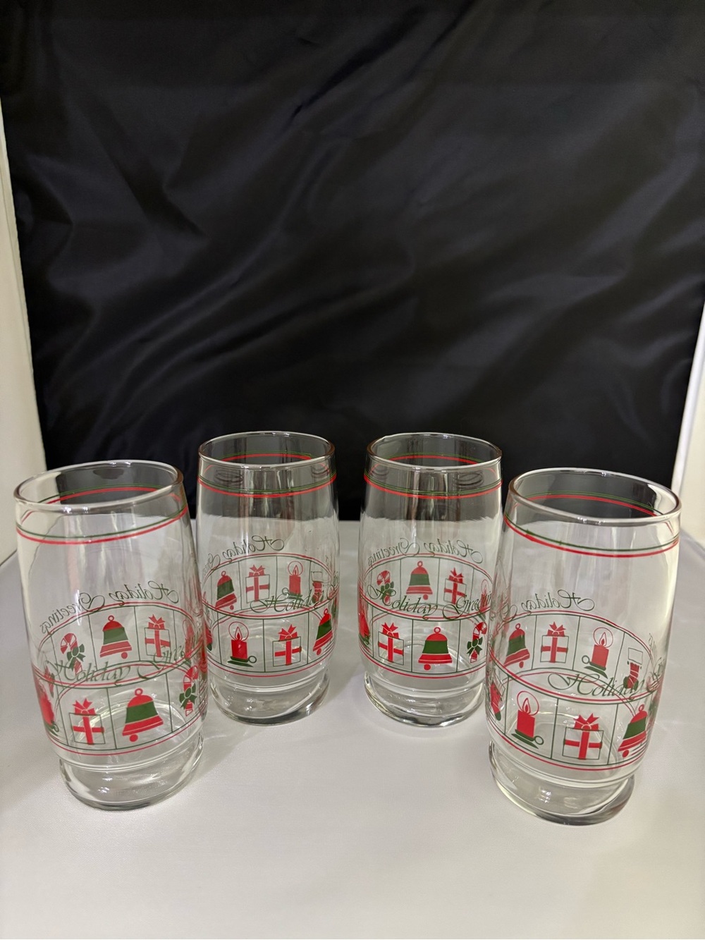 Vintage 1986 JCPenney Holiday Greetings Christmas Glasses Tumblers – Set of 4